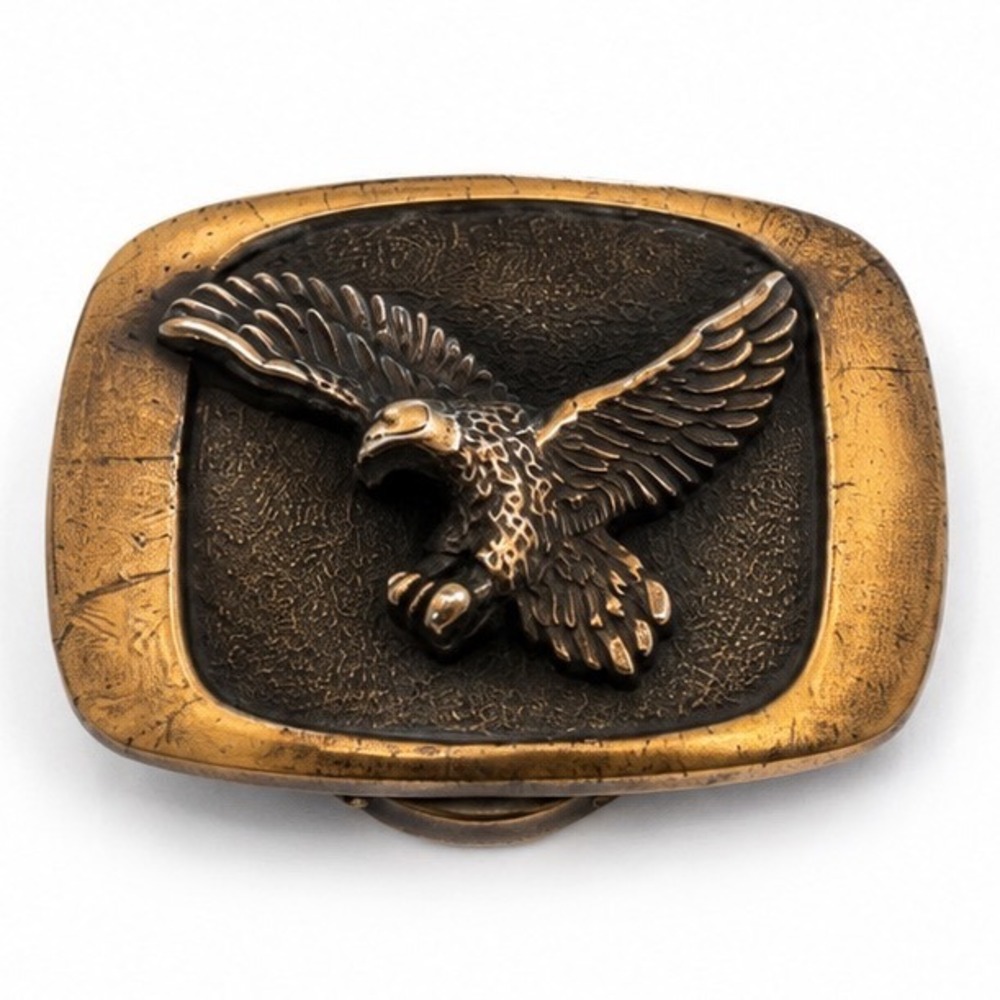 Vintage 1983 Baron Buckles Eagle Belt Buckle Brass Tone Serial D1304 Chicago